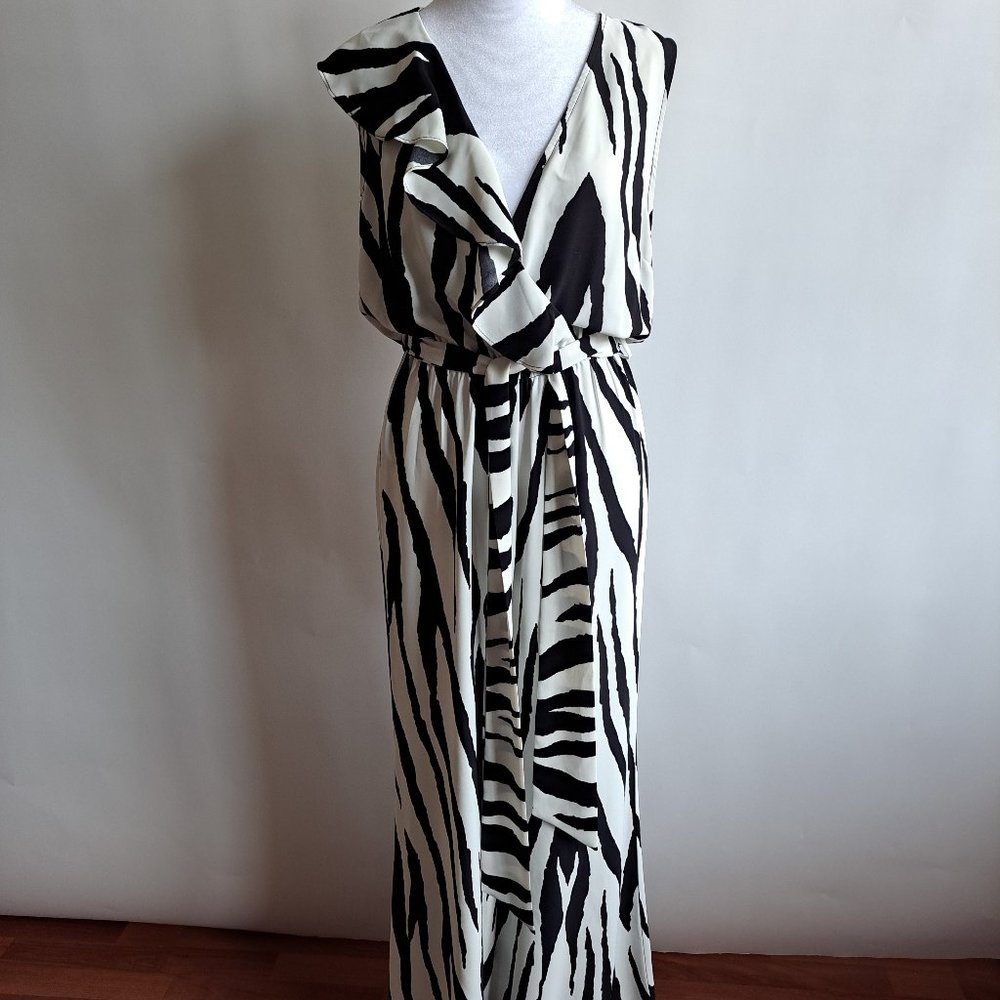 Lu Bella Women's Zebra Print Black and White Jumpsuit Size M